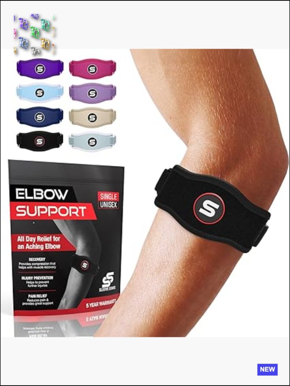 Tennis Elbow Brace Adjustable Compression Strap For Tendonitis Relief Unisex